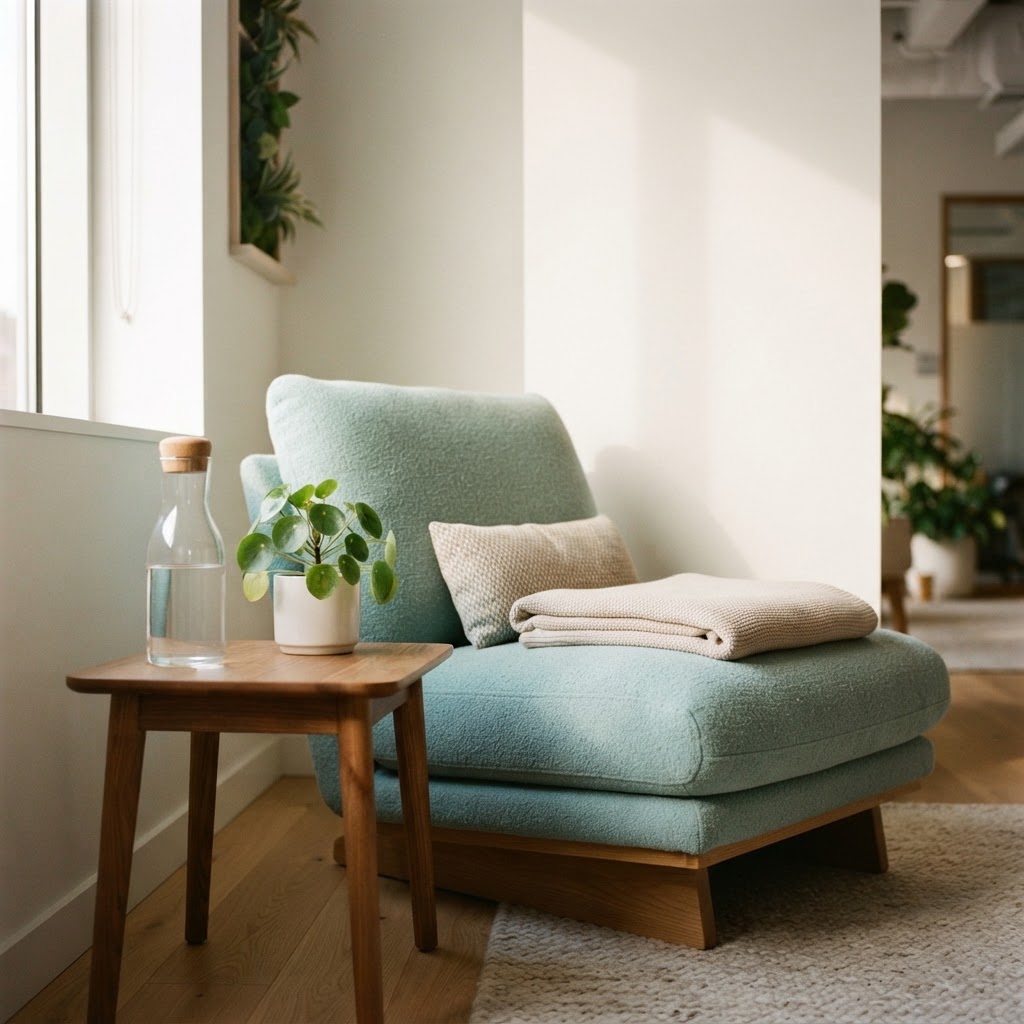 Quiet corner of a modern office lounge