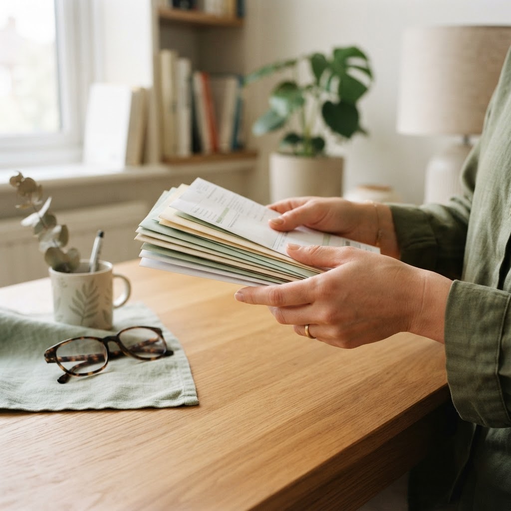 Organized financial documents on a desk