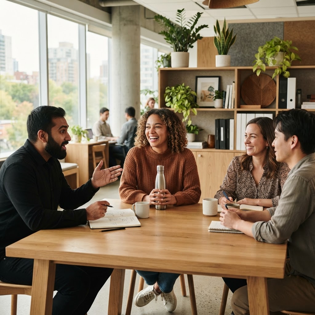 Diverse professionals working together in a bright modern office