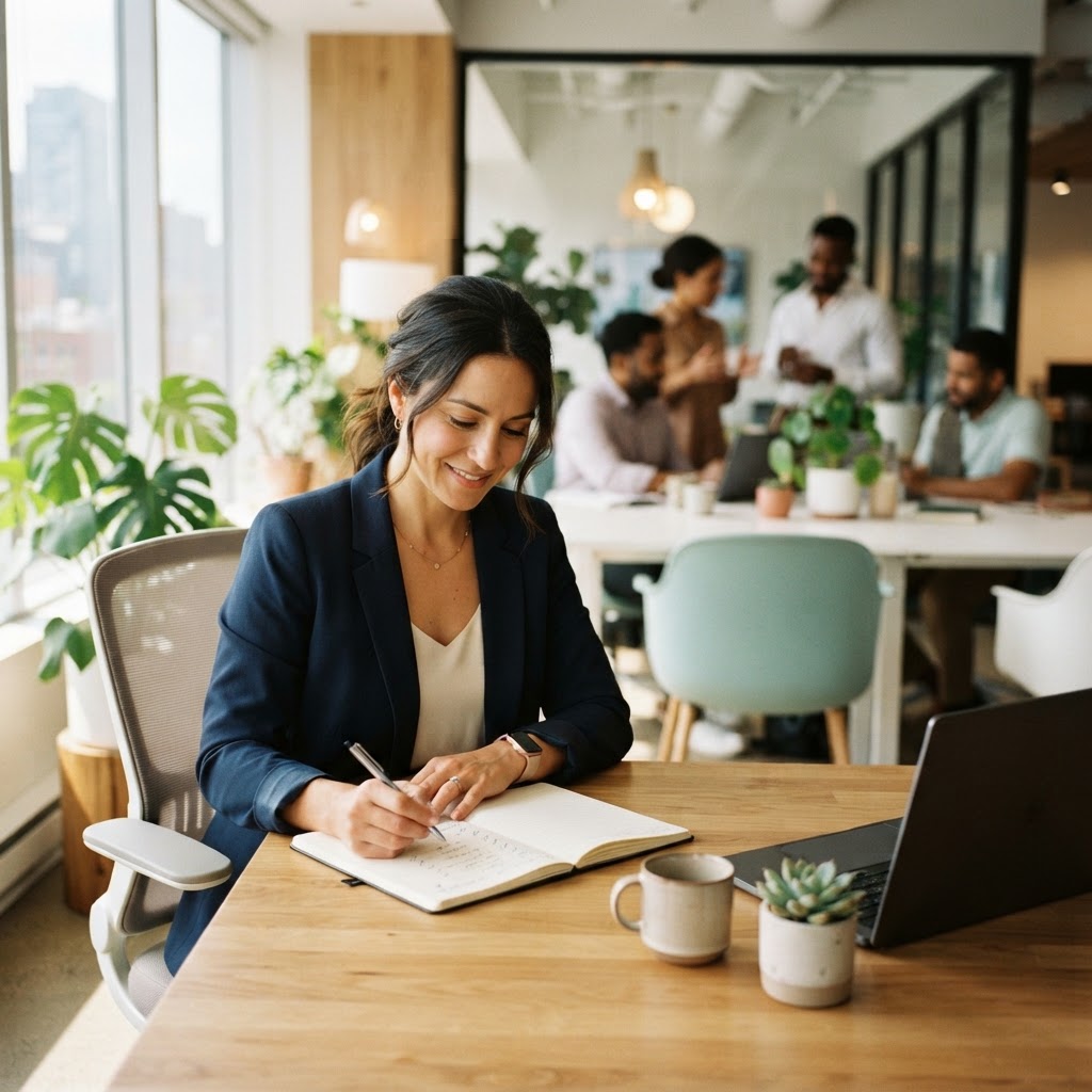 HR manager reviewing employee benefits requirements