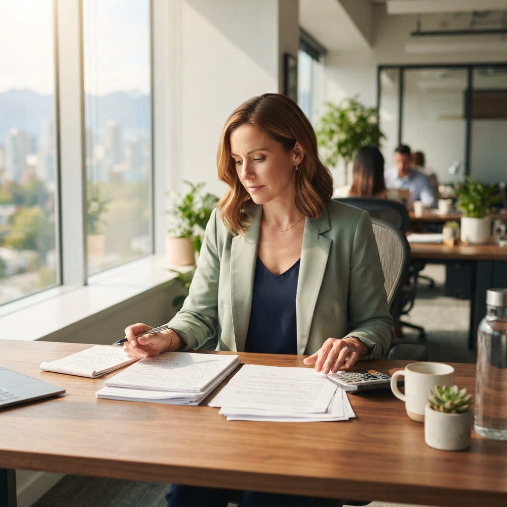 HR manager planning business budget at a desk