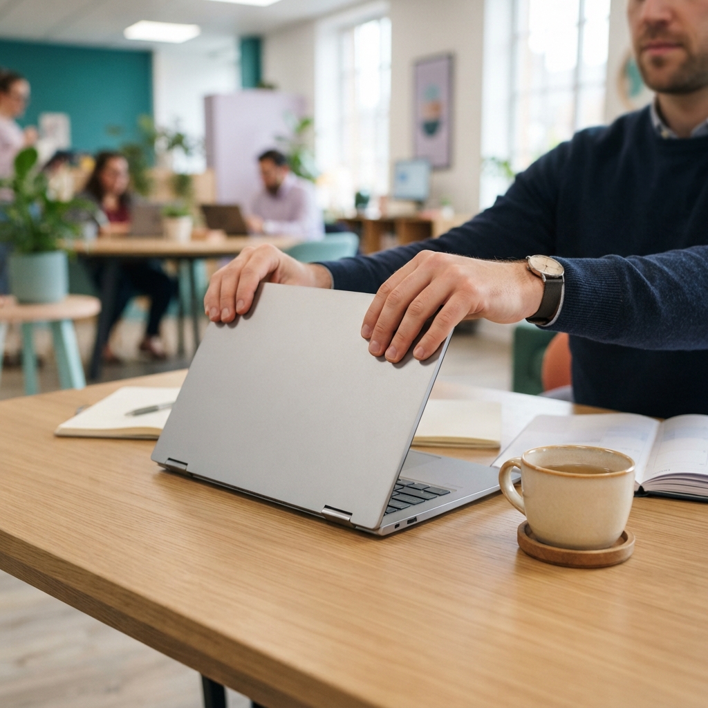 Professional preparing to review office finances