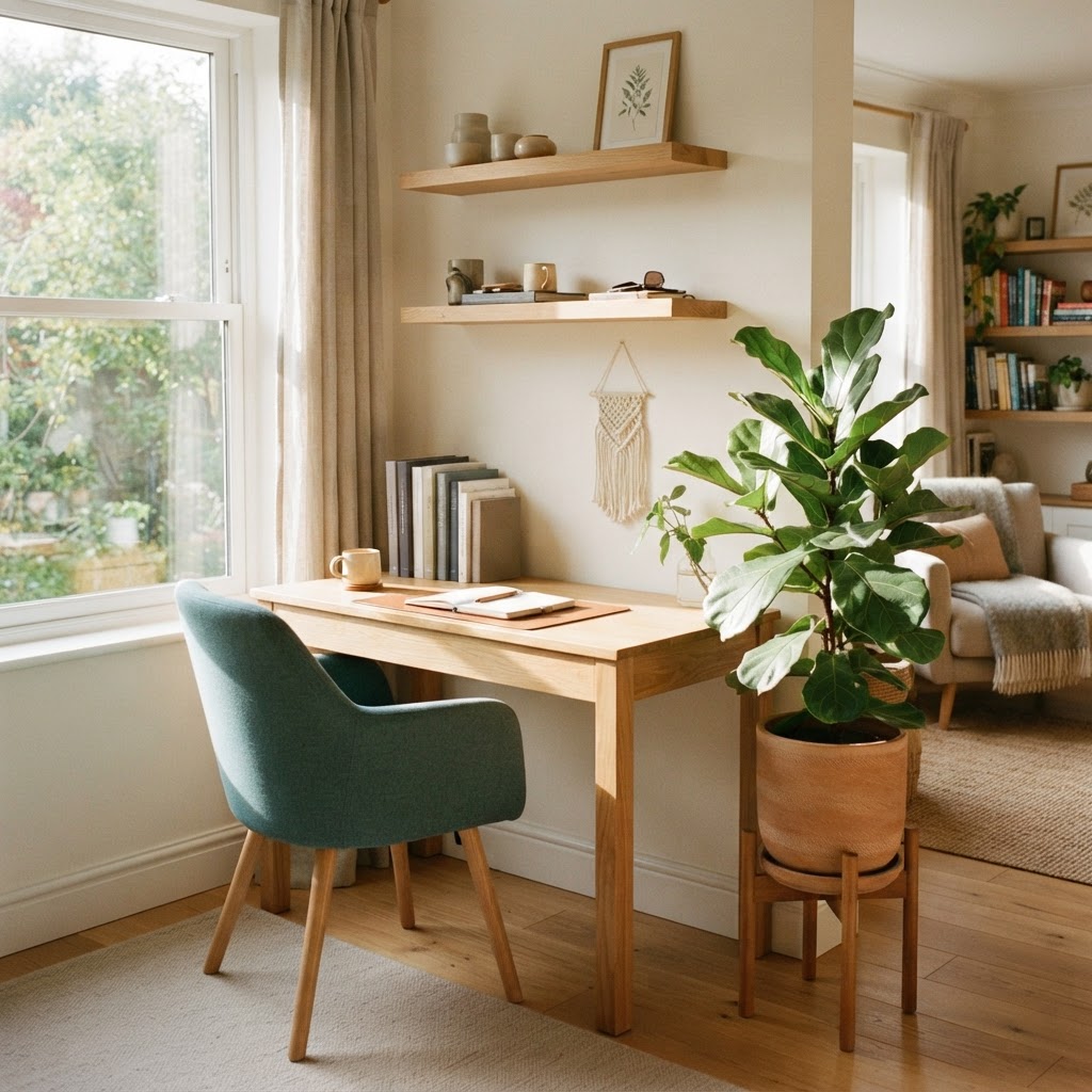 A serene and modern home office setup