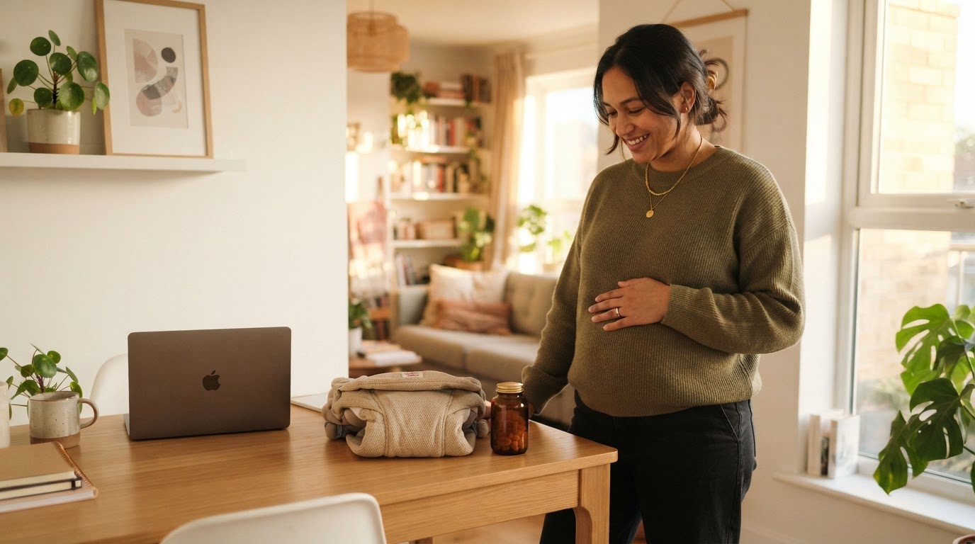 Expecting employee preparing for maternity in a home office