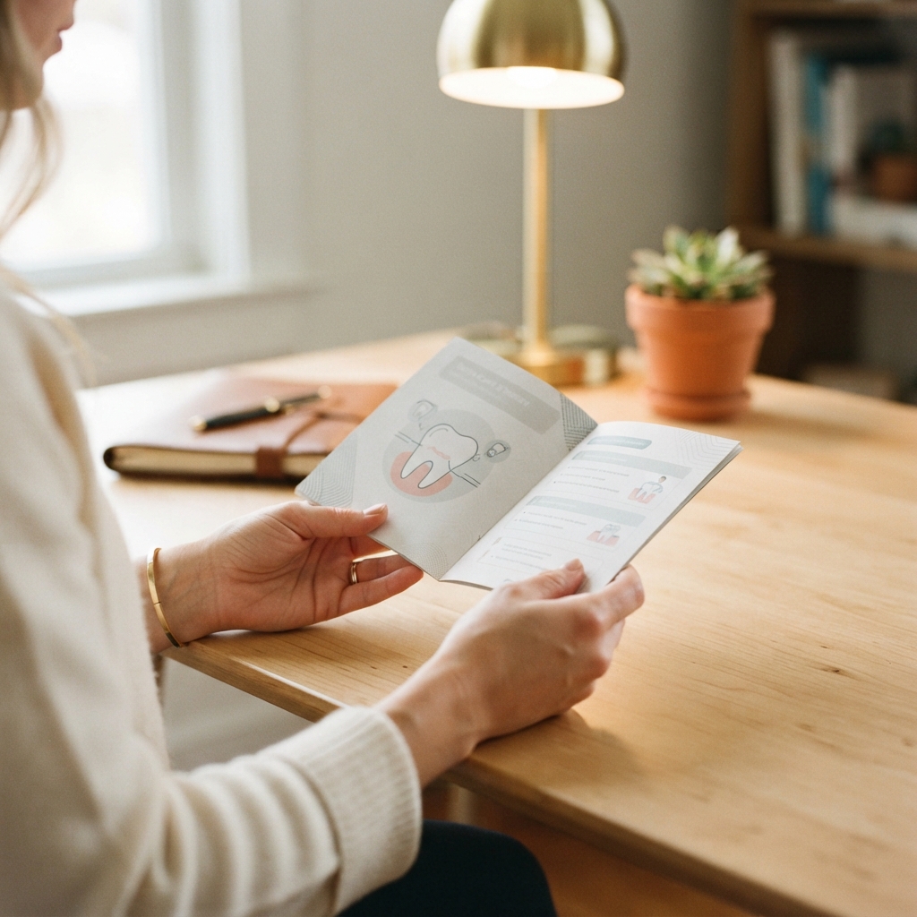 Person reviewing health information in a calm office