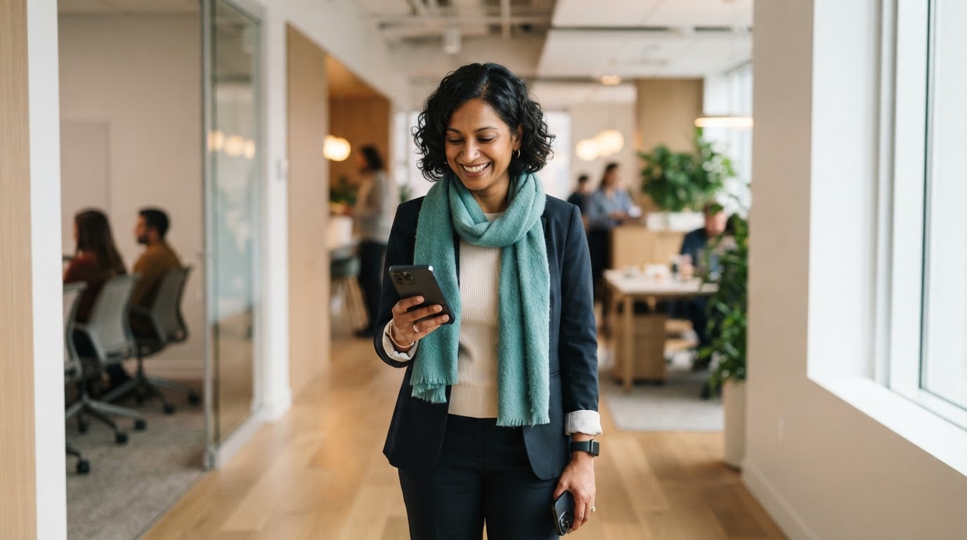 Employee checking a schedule in a modern office