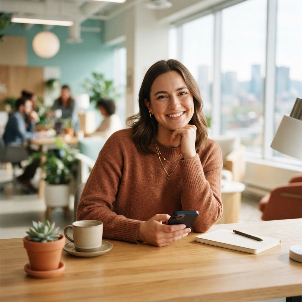 Happy professional in a bright modern office