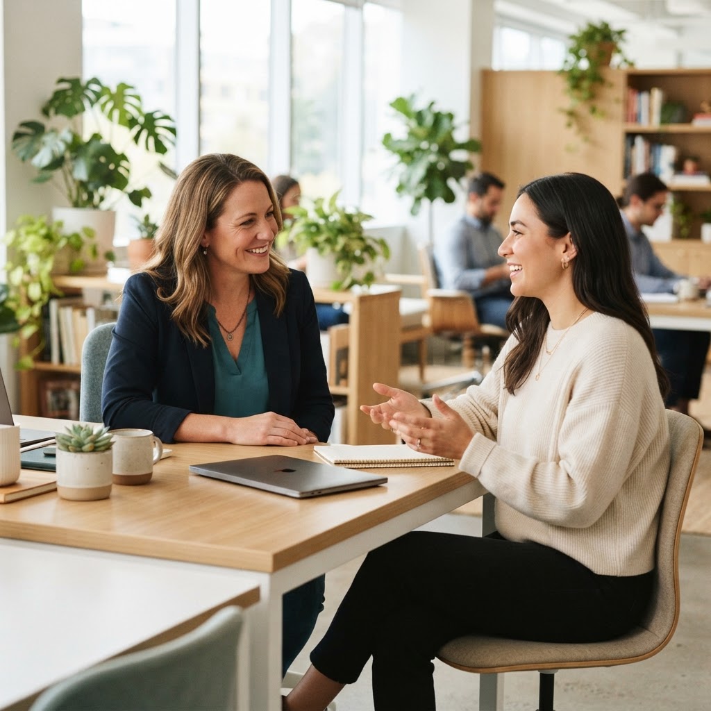 HR manager having a supportive conversation with an employee