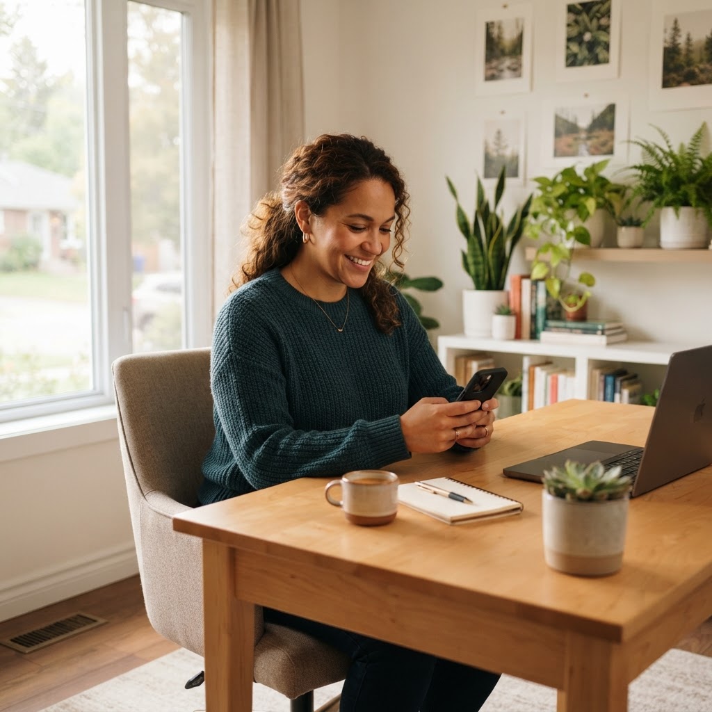 Remote employee feeling supported and empowered in home office