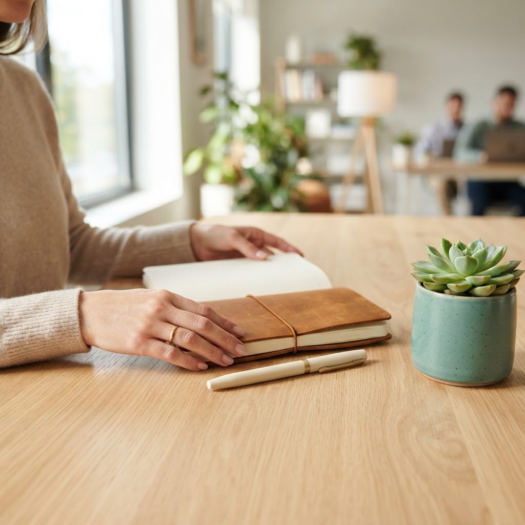 Organizing work items on a clean office desk