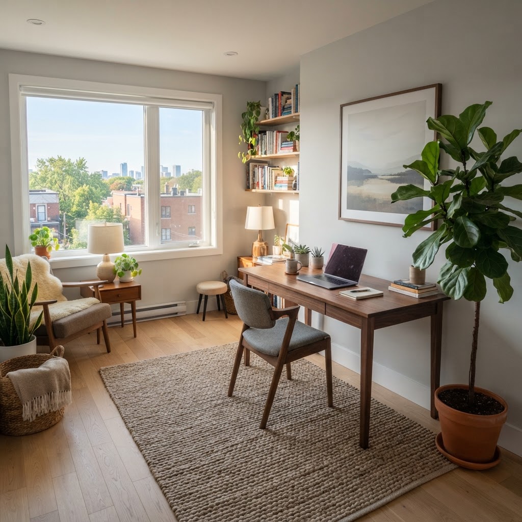 Cozy and ergonomic home office setup