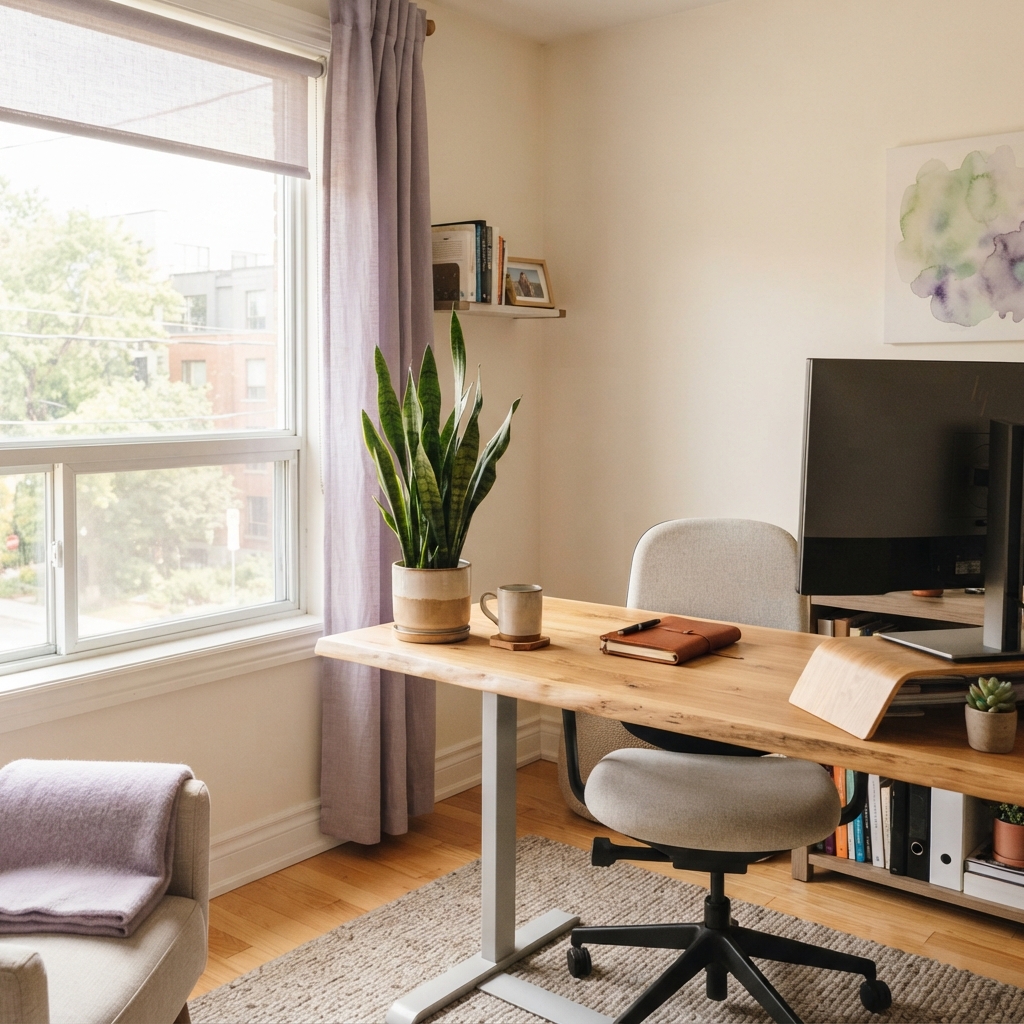 A well organized and bright modern home office space