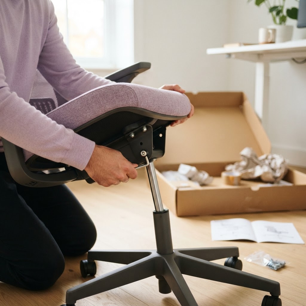 Assembling ergonomic office equipment in a home workspace