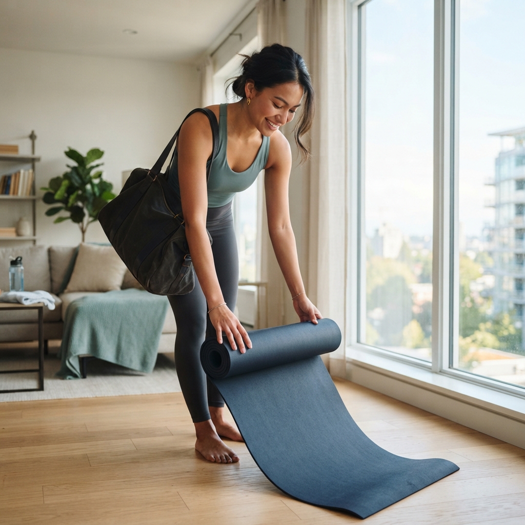 Professional at home after a yoga session