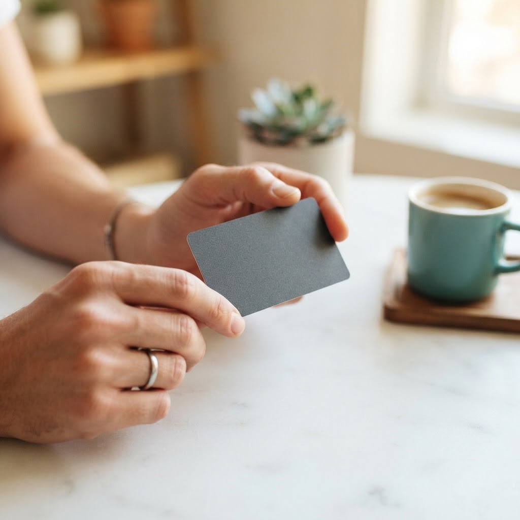 Hands holding a physical gym membership card