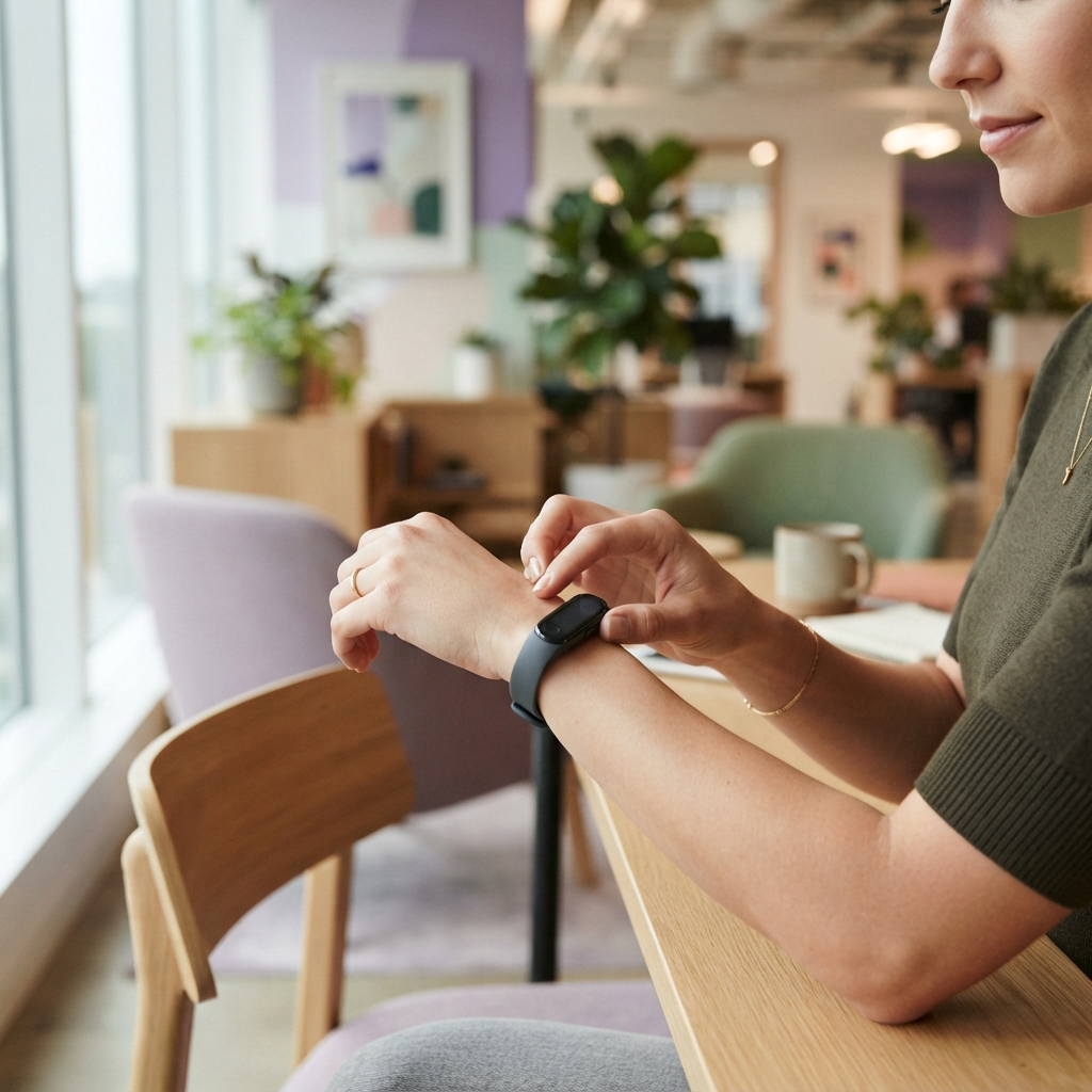 Professional tracking wellness activity in an office setting