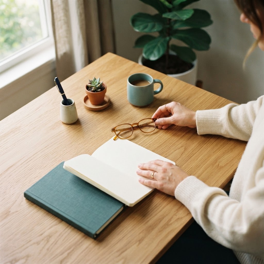 Personal wellness items on a clean office table