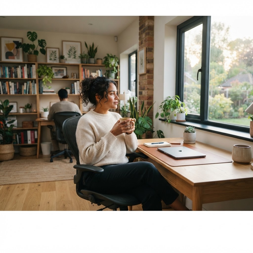 Employee sitting comfortably in an ergonomic office chair