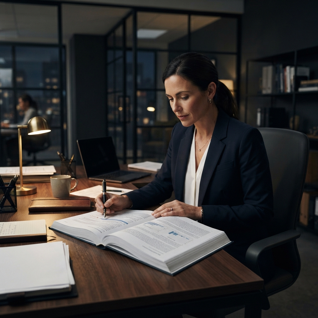 Compliance officer reviewing a detailed audit report