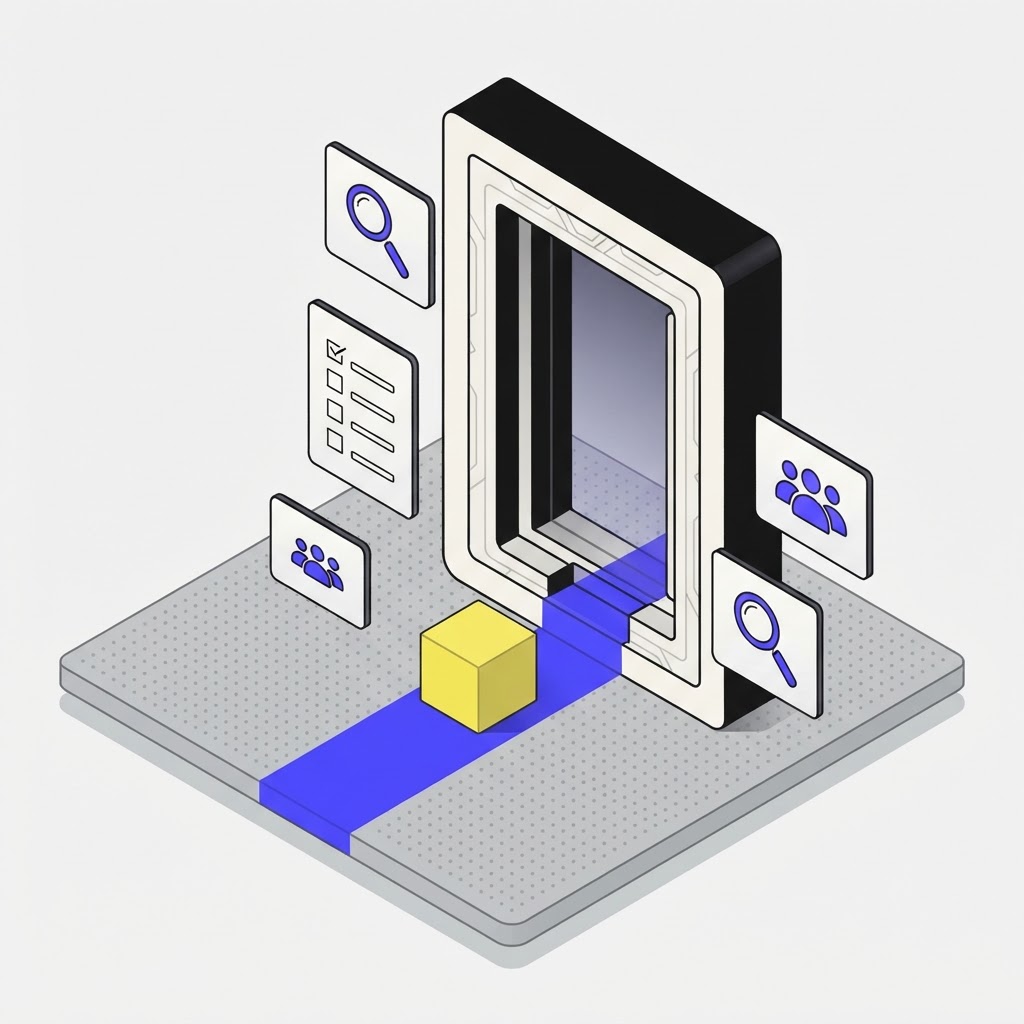 A geometric portal representing transparent self-serve pricing access