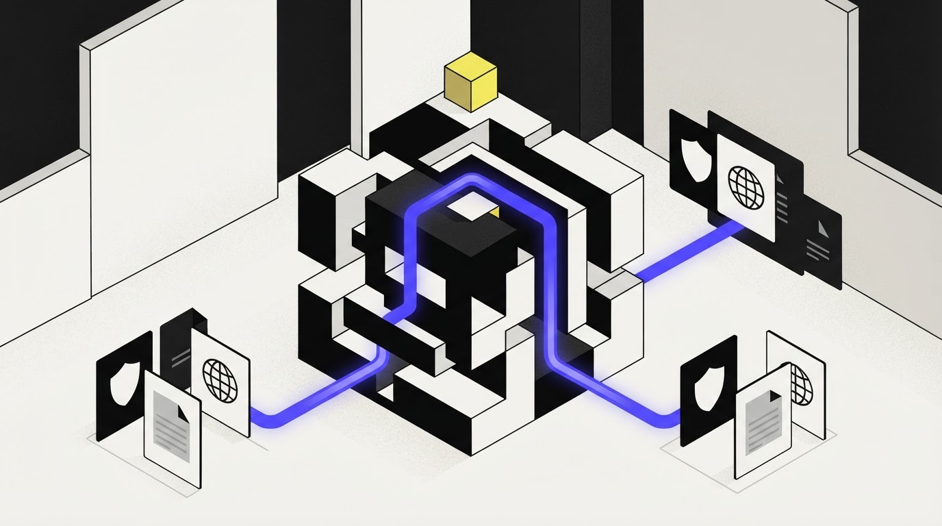 Geometric puzzle structure representing proactive compliance oversight