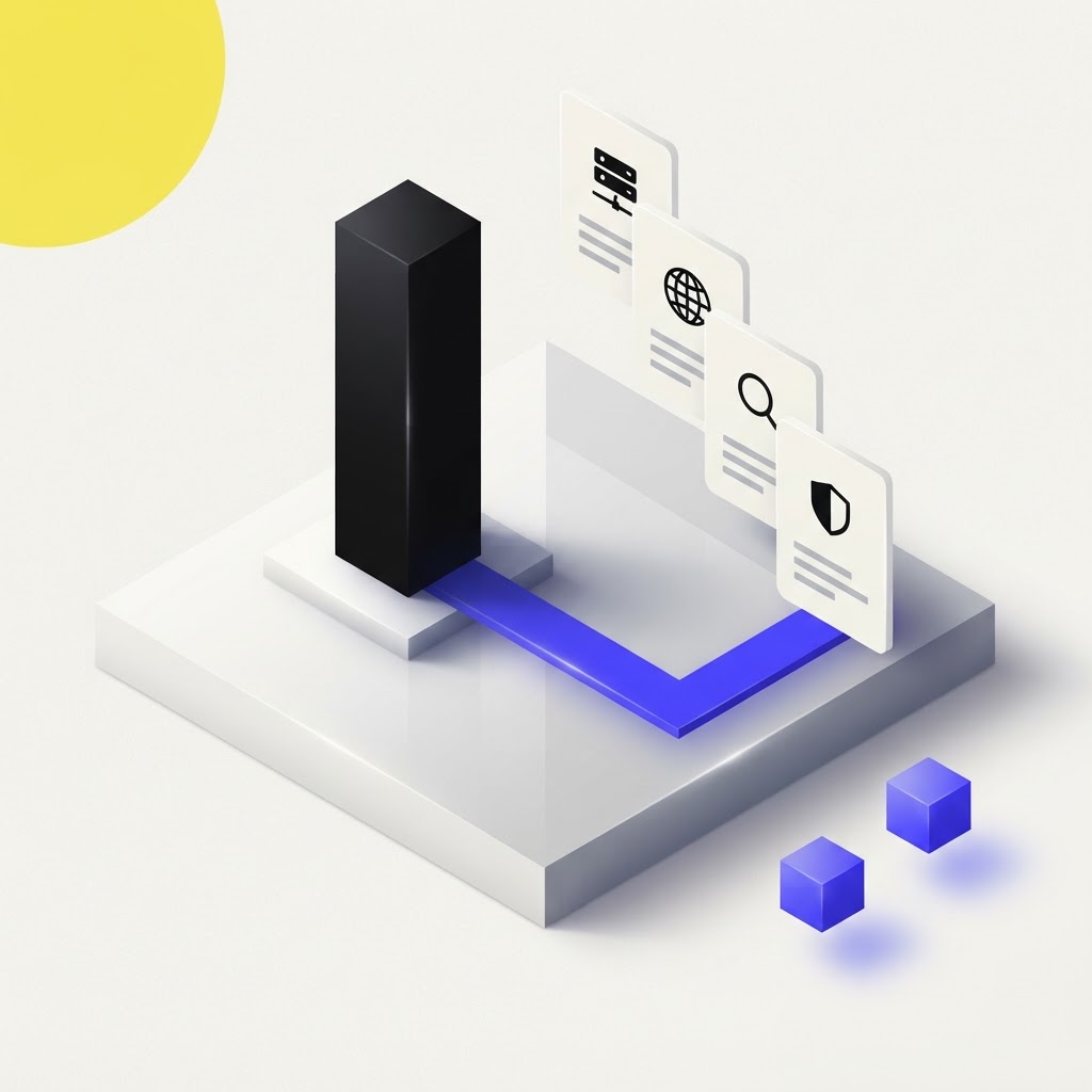 Isometric junction platform visualizing data privacy in research workflows
