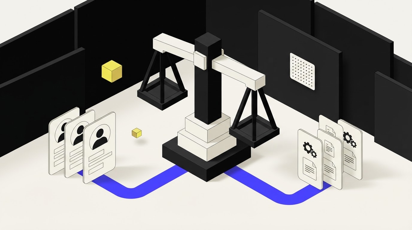 Isometric scale comparing human analysts and AI software