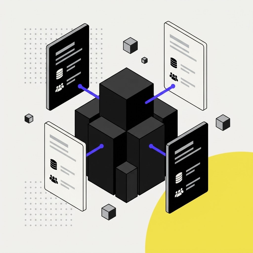 Isometric illustration of a central compliance coordination hub
