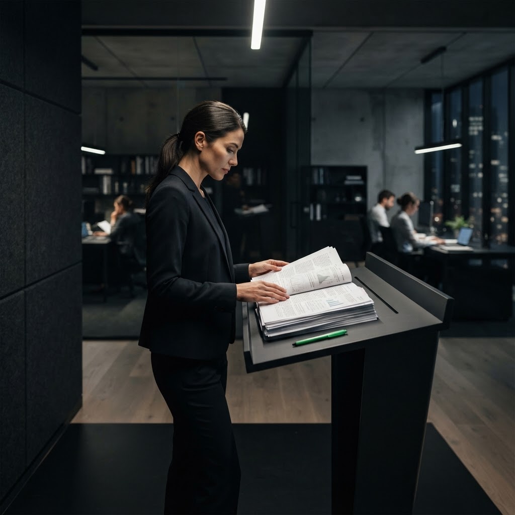 Professional analyst reviewing citation heavy research reports