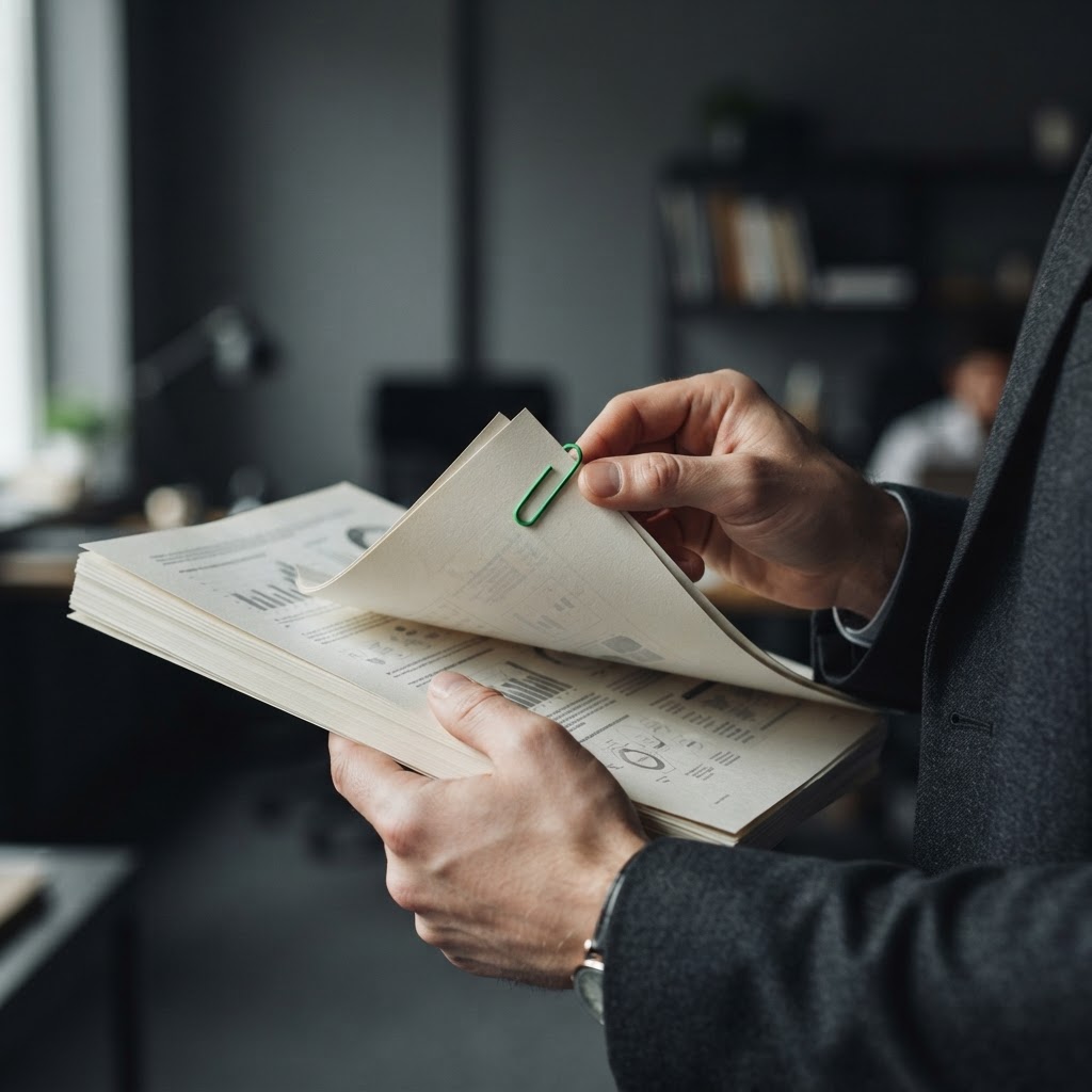 Professional hands reviewing a high quality report