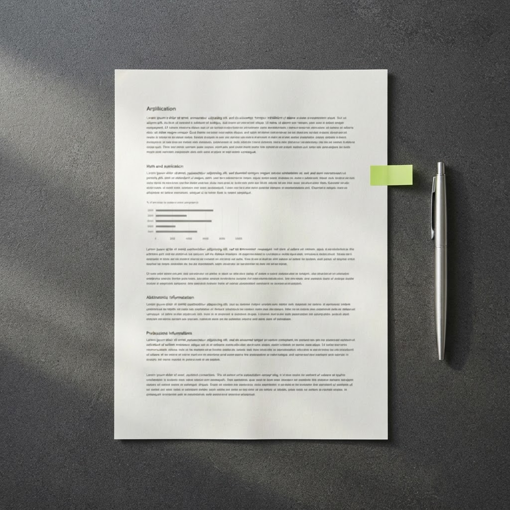 Compliance document with a single lime green verification marker
