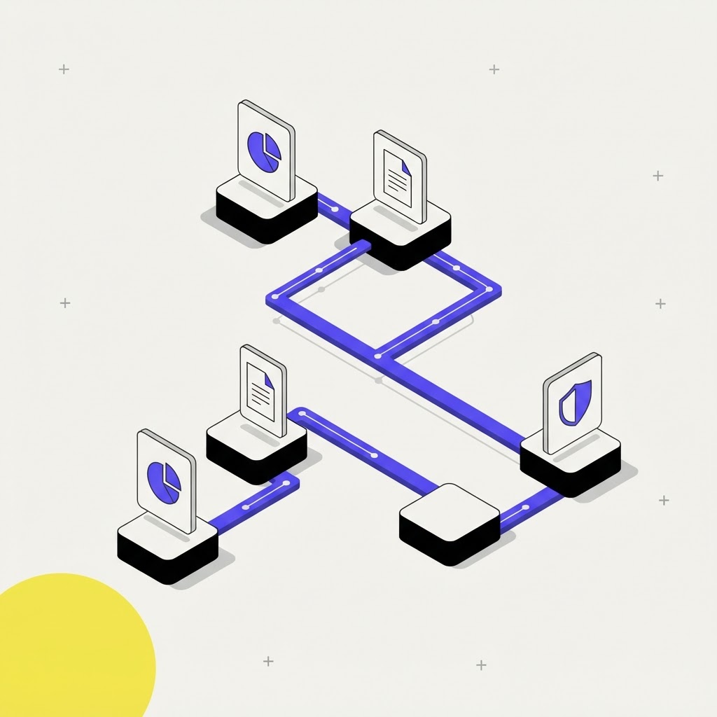 Isometric illustration of a clear audit and citation trail