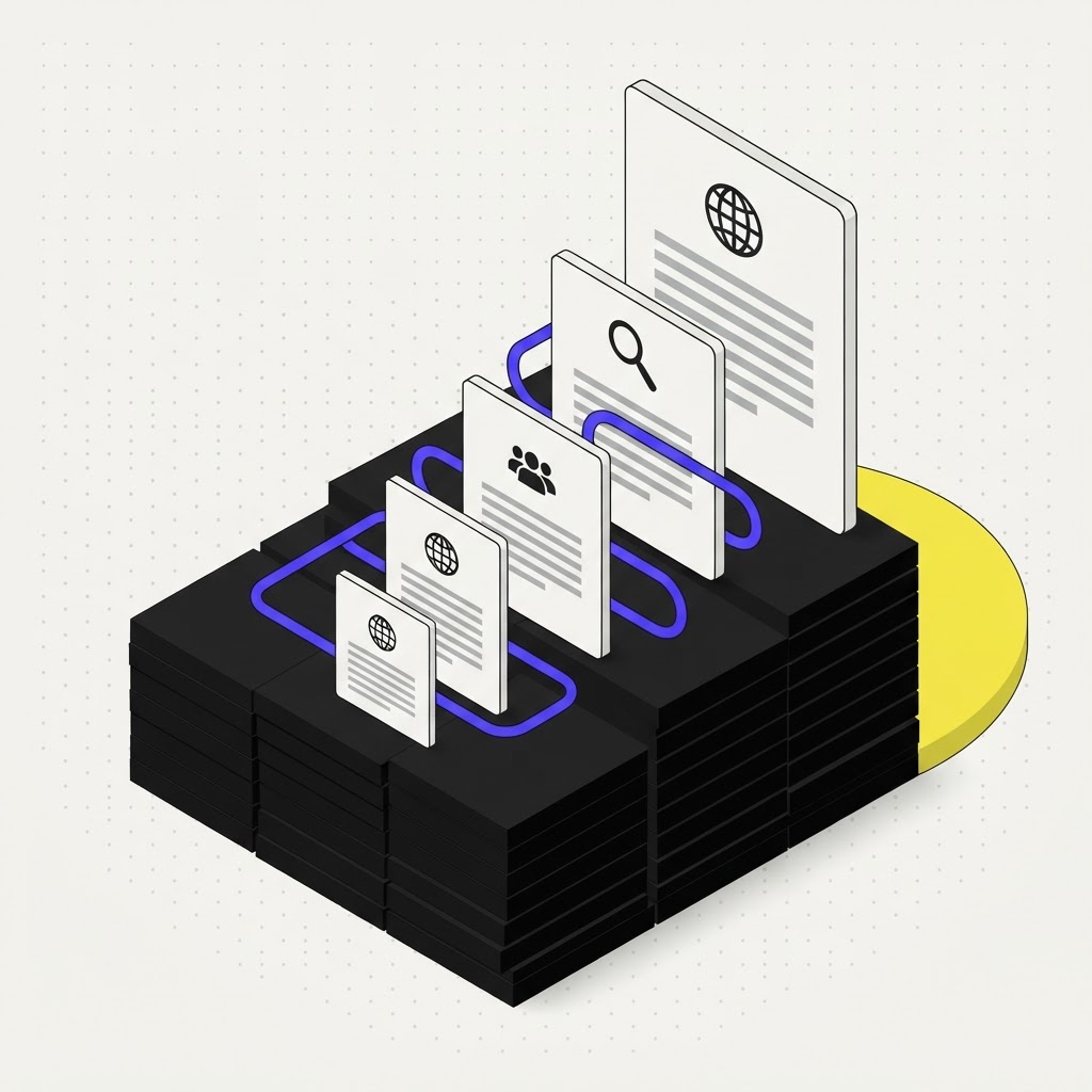 Tiered research cards showing depth and data connectivity