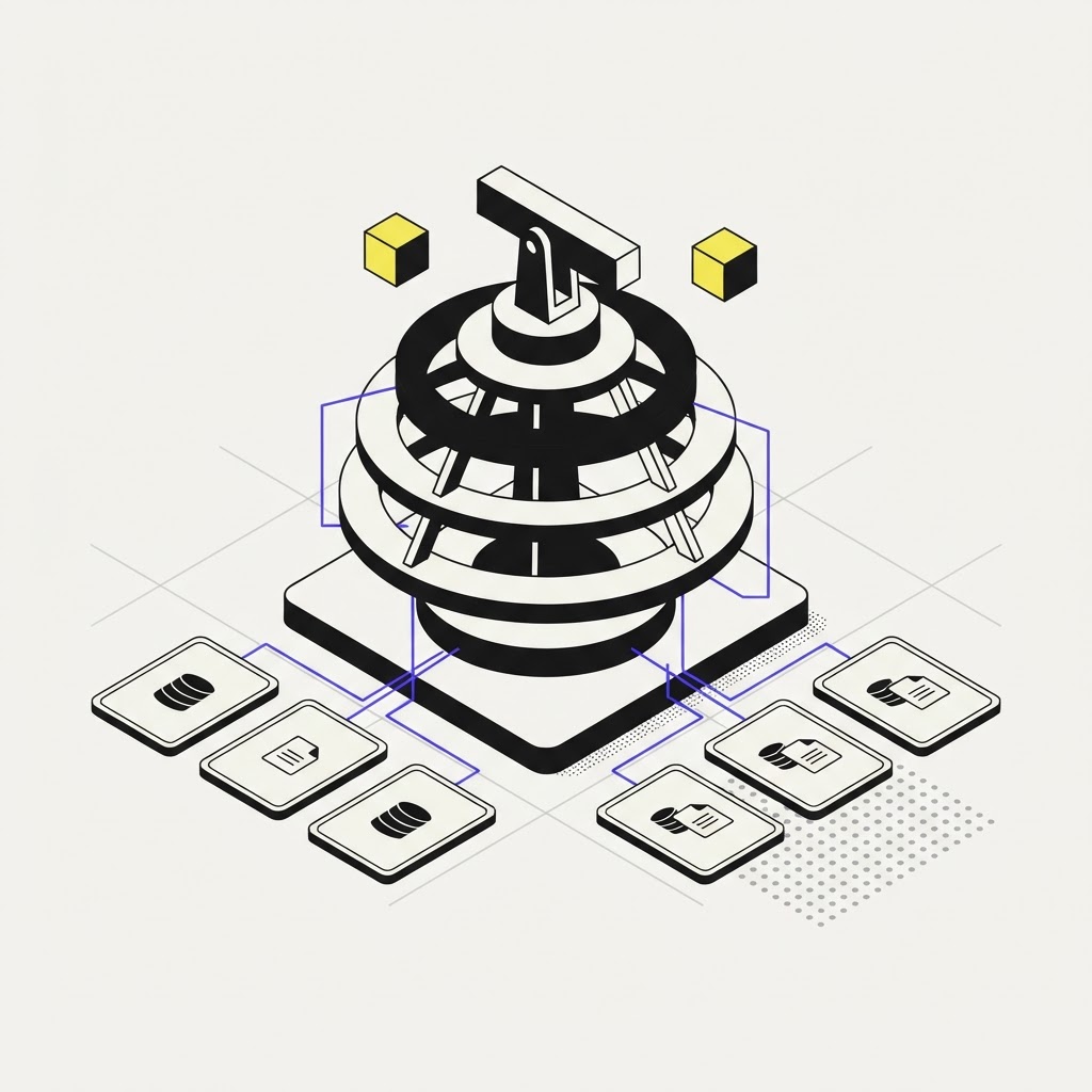 Isometric radial radar array representing continuous content monitoring