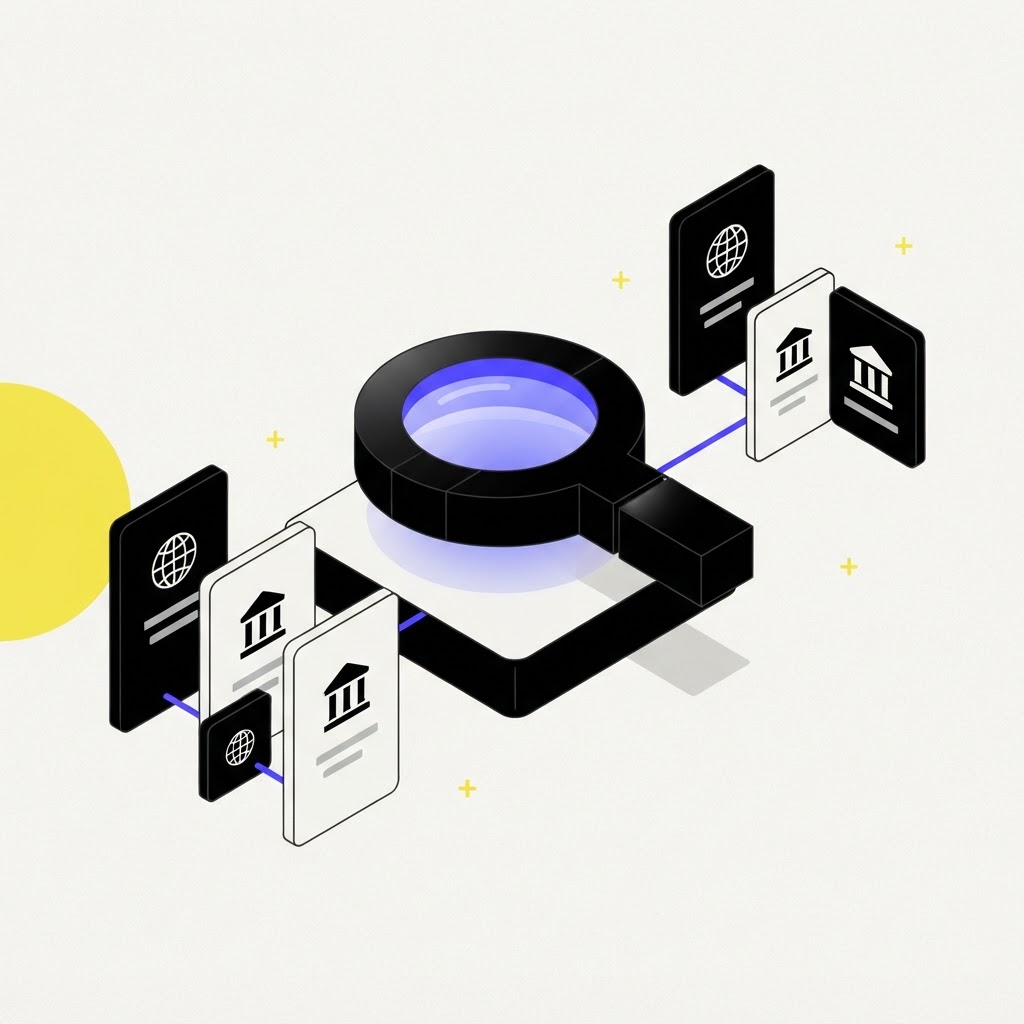 Magnifying glass icon symbolizing deep research and due diligence