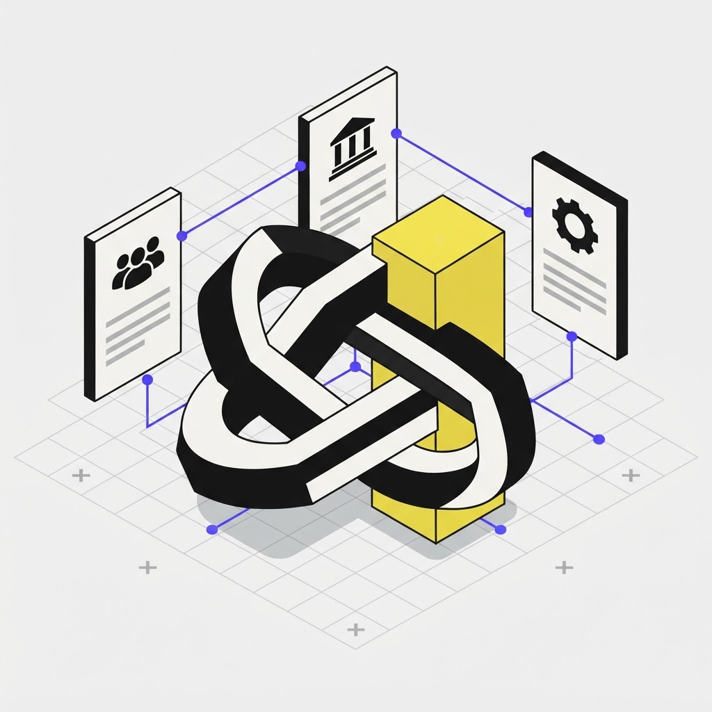 Geometric knot hero object representing complex research integration