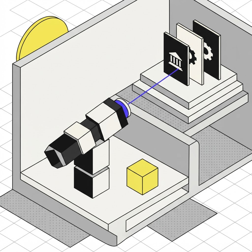 Geometric viewer structure symbolizing accurate AI agent deep research