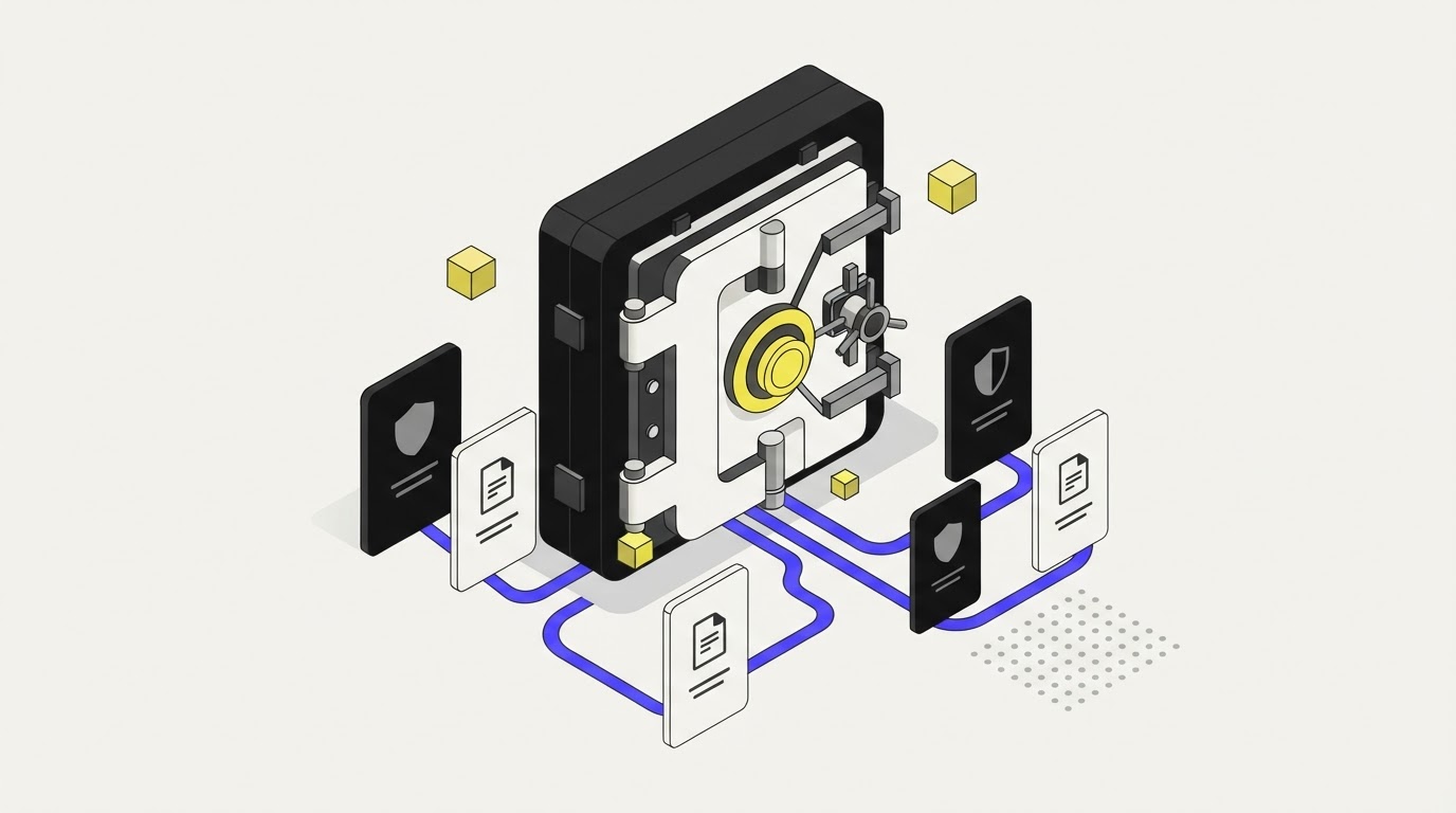 Isometric illustration of a secure vault representing enterprise AI scale