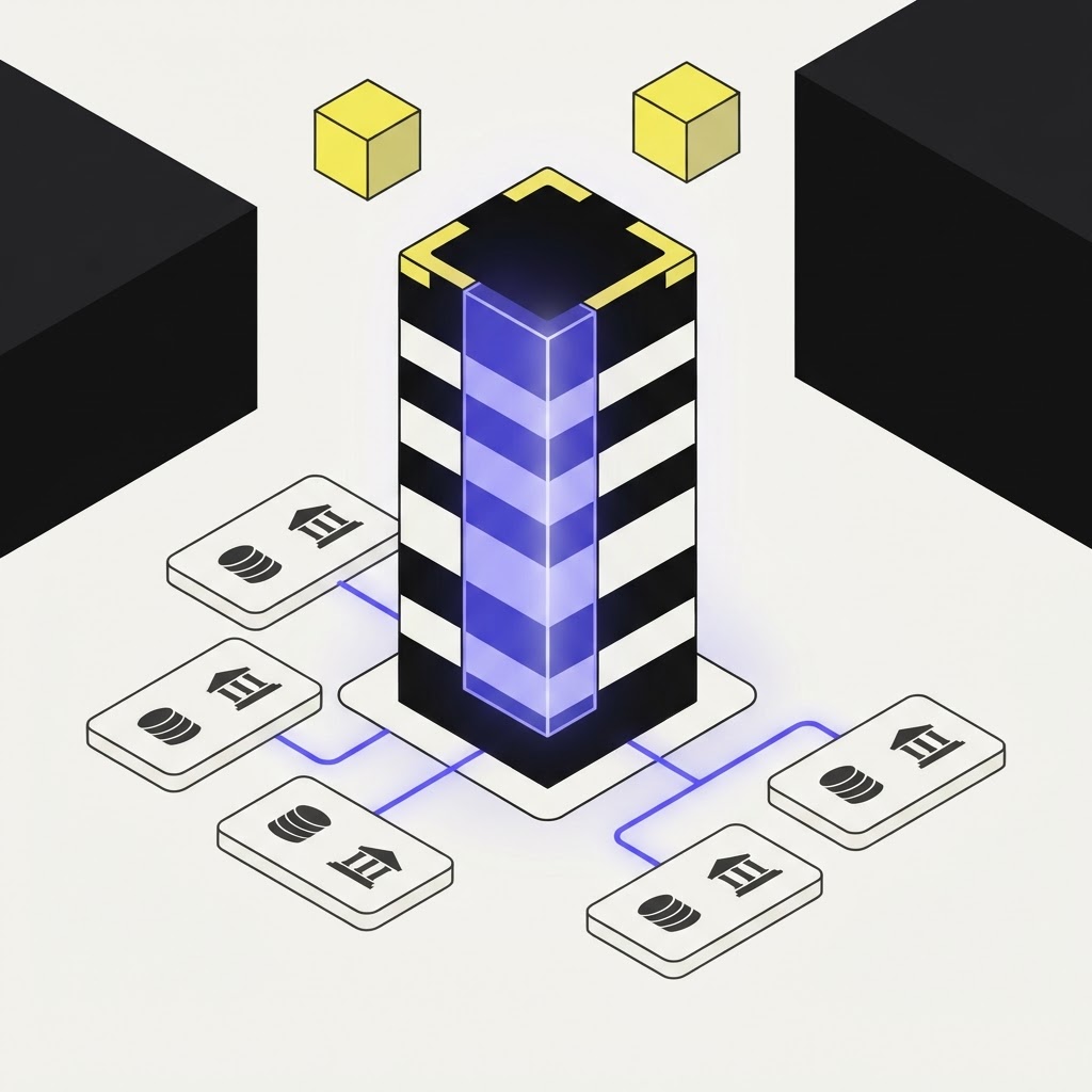 Isometric monolith representing persistent AI memory and expertise