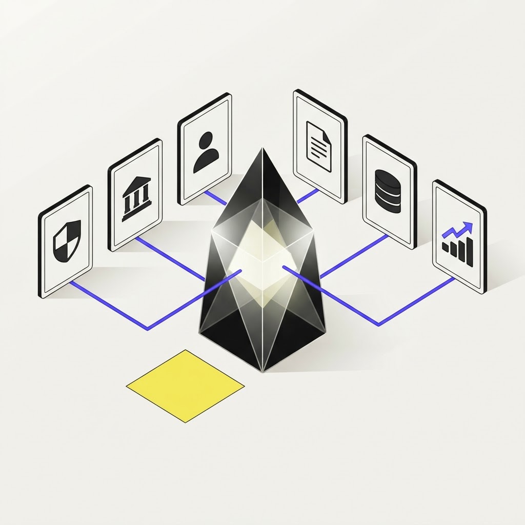 Isometric 3D illustration of a matching prism