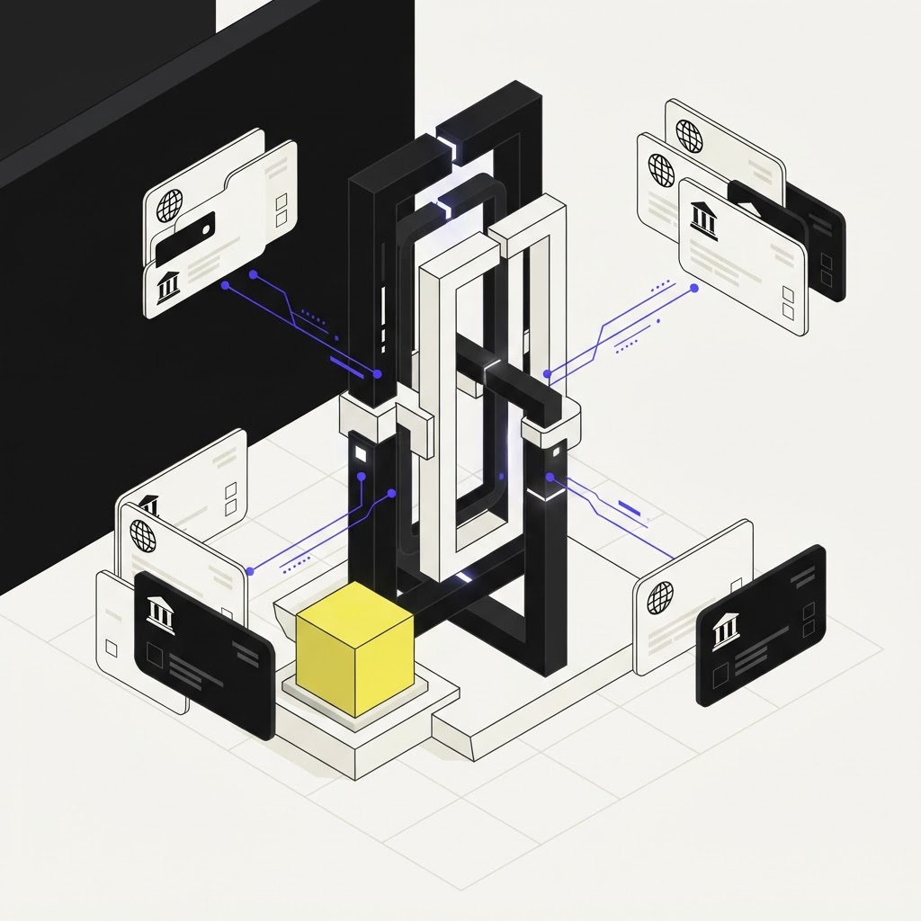 An isometric observation gate icon symbolizing continuous monitoring of global regulatory filings
