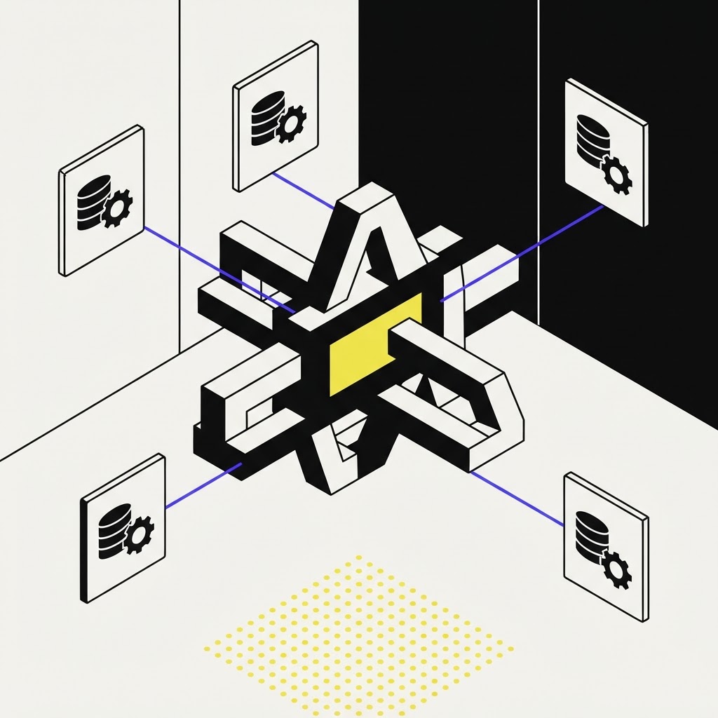 Isometric network diagram showing traceable research connections