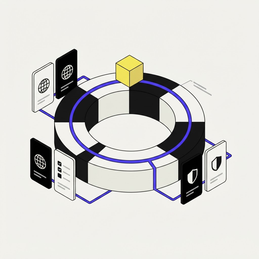 An isometric ring structure representing continuous compliance monitoring loops
