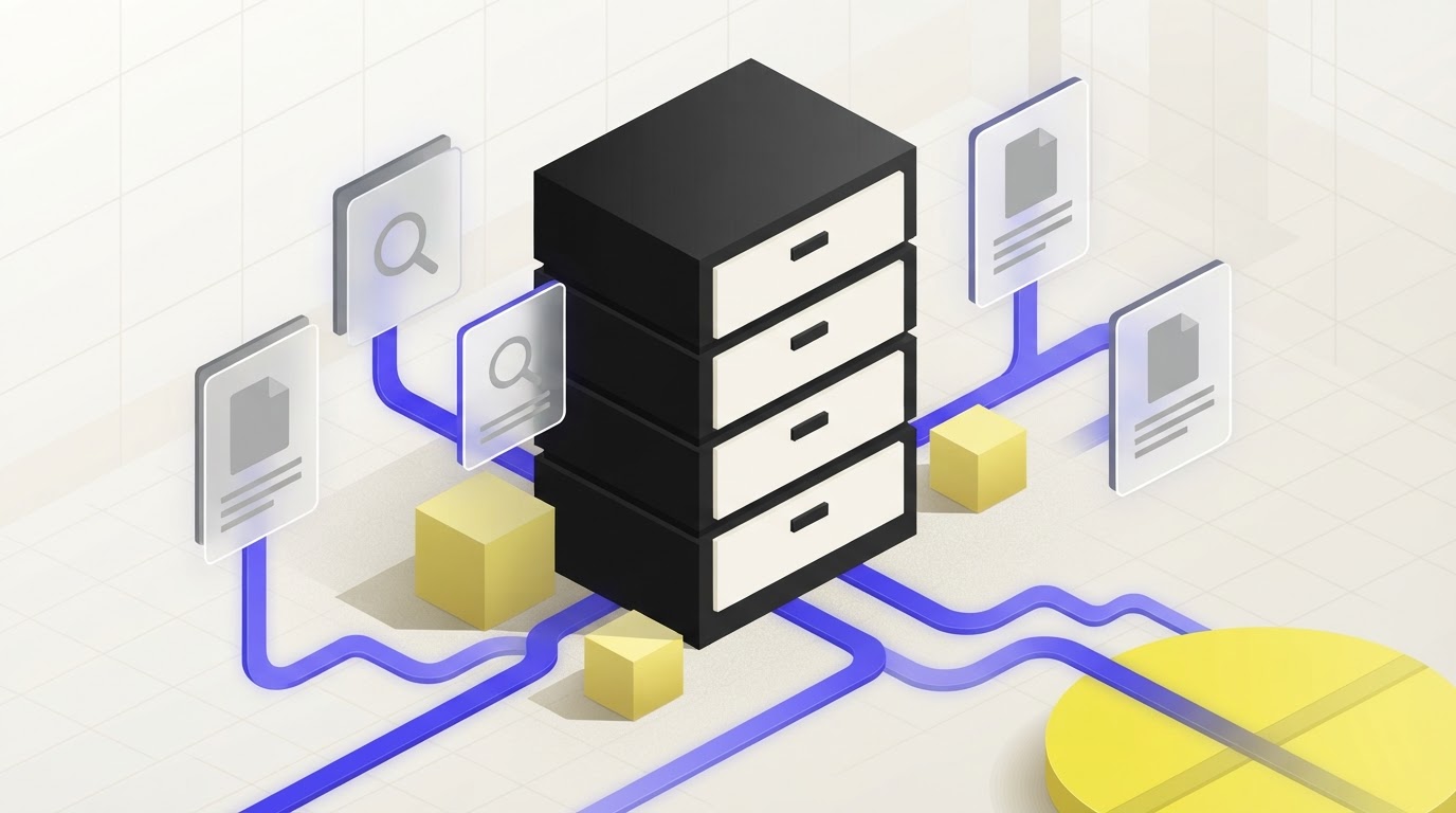 Isometric illustration of an archival cabinet representing auditable diligence