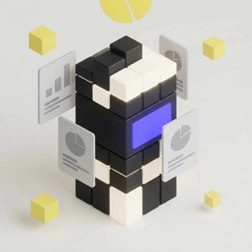 Isometric vector illustration of a tiered reporting tower