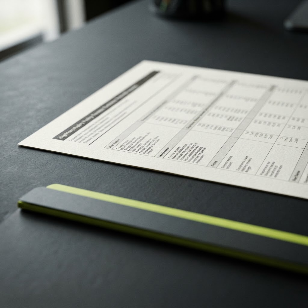 Close up of professional audit report with accent