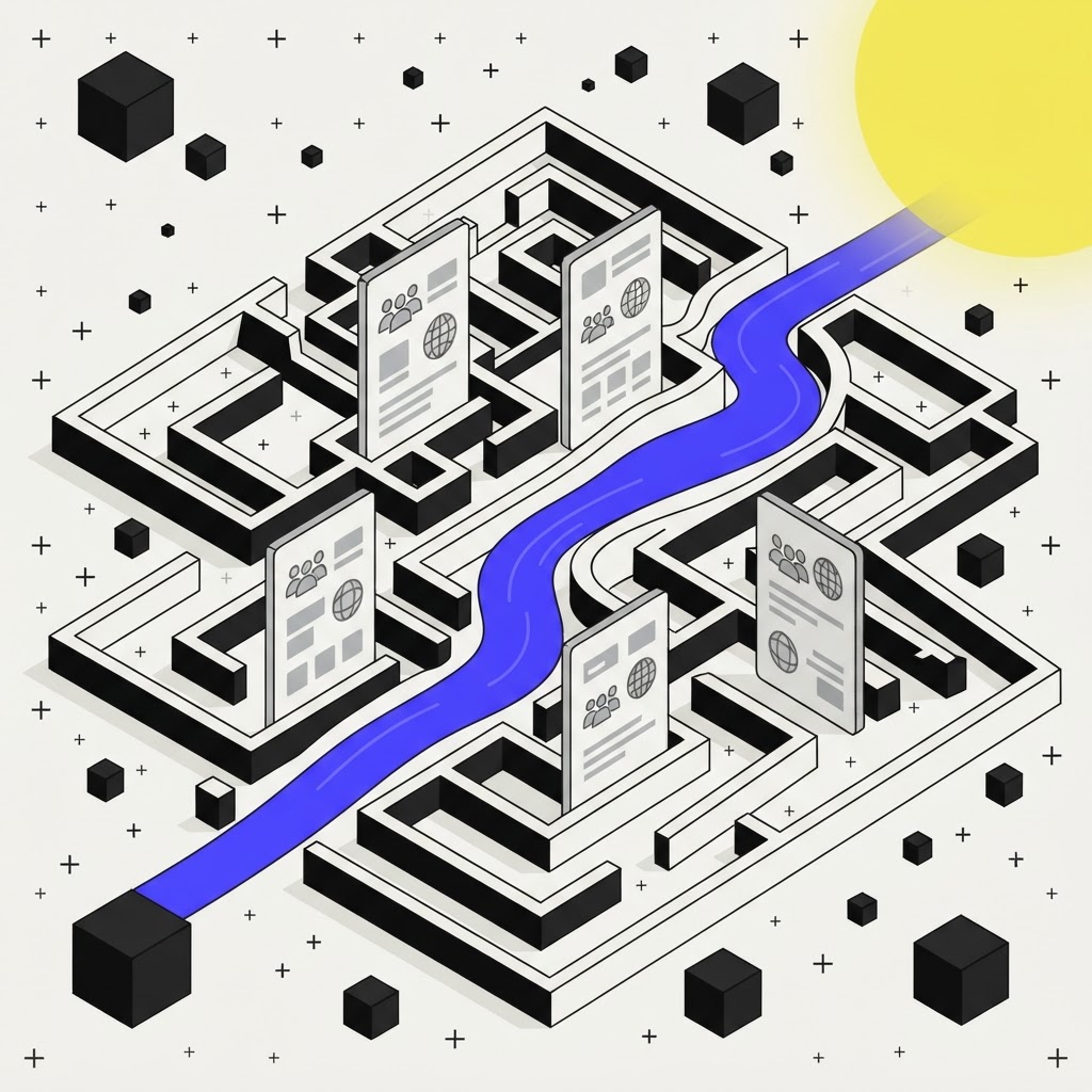 Geometric maze representing complex regulatory and leadership monitoring