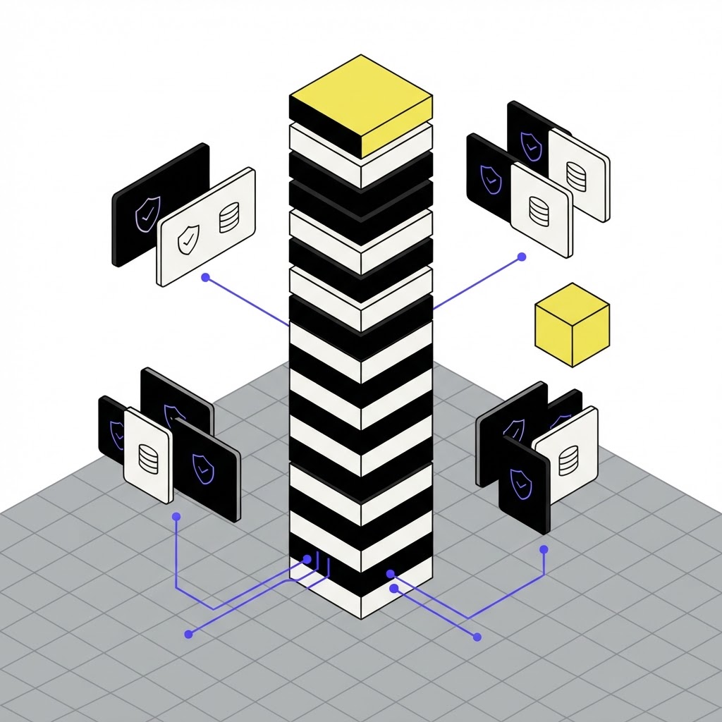 Upright verification column symbolizing auditable AI research