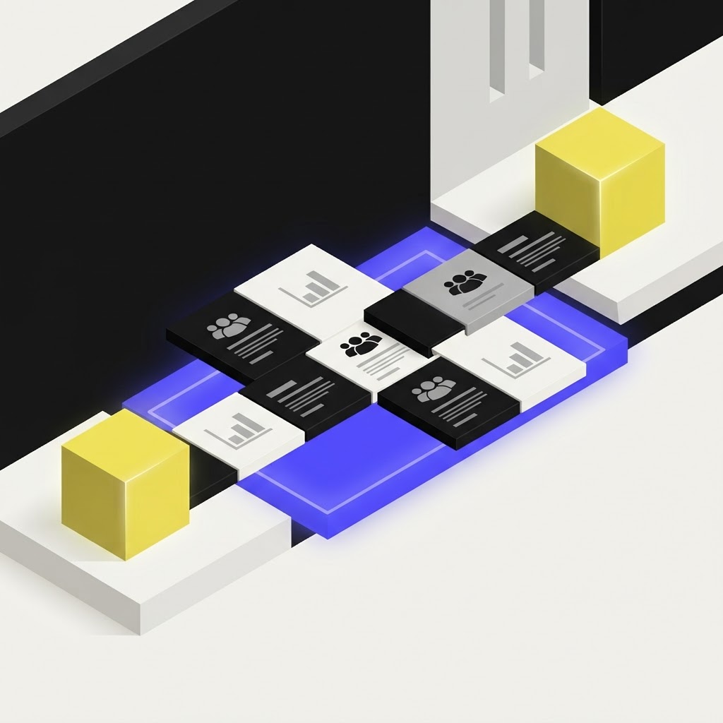 Isometric vector illustration of an onboarding bridge and verification icons