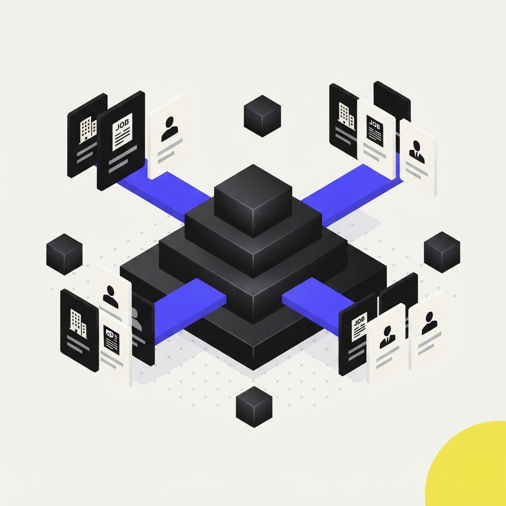 Isometric illustration of a central sorting platform organizing competitor intelligence